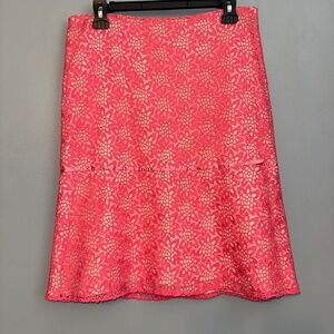 EUC RARE Tibi Crochet Lace Doily Fit & Flare Skirt Pink Tan Size 8
